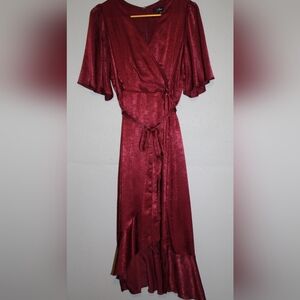 Lulu's Deep Red Satin Wrap Robe